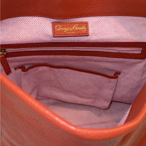 Dooney & Bourke Pebble Leather Florentine Logo Lock Shoulder Bag Rust Color - Picture 11 of 16